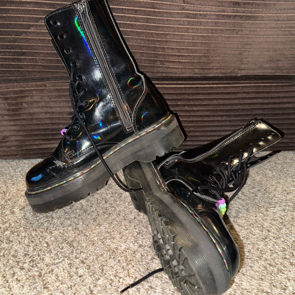 Doc Martens Black Holographic Platform Jaden Boots